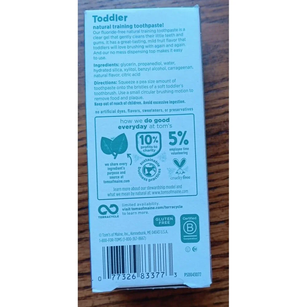 Toms  Natural Toddler Training Toothpaste Mild Fruit Fluoride Free 1.75 Ounce